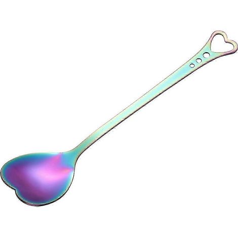Cuillère en acier inoxydable plaquée or en forme de cœur, cuillère à dessert unique et charmante, cuillère à mélanger, pour la maison, le restaurant et le café. (1/2)