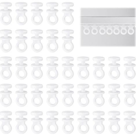 BUNTHAUS CSPARKV 100 Pièces Crochet Rideau Rail Glisseurs pour Rail à Rideaux Plastique roulettes à Rideaux Blanc Tringle à Rideau Coulissant Crochet Forte Capacité de Charge Attache Rideaux Accessoir