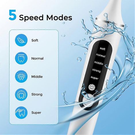 Polisseuse de dents électrique avec 6 têtes de brosse pour blanchir les dents, éliminer la plaque dentaire et le tartre, dotée d'une lumière LED et rechargeable. (1/5)