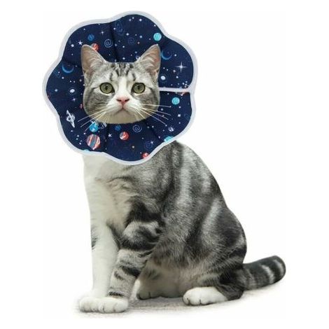 Collerettes pour Chat Anti-Morsure Protection Ajustable Collier de Récupération Comfy Cone pour Chat et Chiots,Bleu (S) (1/5)
