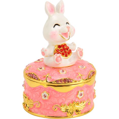 Boîte à bijoux forme lapin, design magnétique adorable, rangement élégant pour colliers et bagues, décoration mignonne, coffret cadeau raffiné. (1/5)