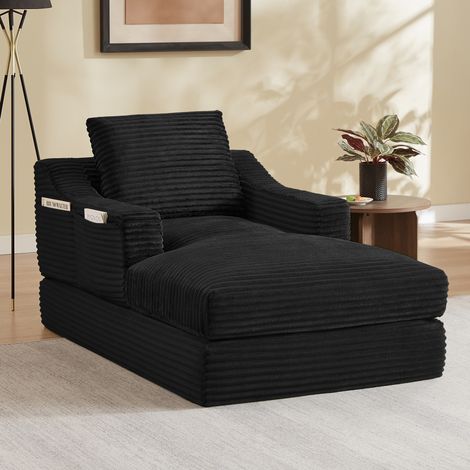 Divano letto in schiuma nero con tessuto a coste OKMYHOME (1/5)