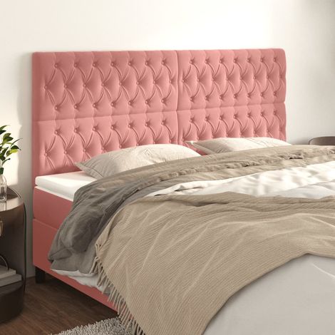 Tête de lit Rose 200x7x118/128 cm Velours (1/5)