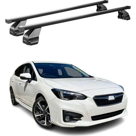 OMAC Dachträger Querträger Stahl für Subaru Impreza V Limo 2016-2023 – Abschließbar – City-Crash-getestet – DIN 75302:2019 – ISO/PAS 11154:2006 – Max. 75 kg Schwarz (1/5)