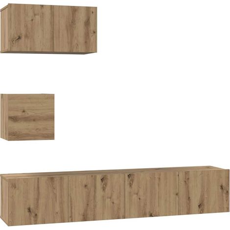 Set de meuble TV 4 pcs，Banc TV，Armoire TV chêne artisanal 80 x 30 x 30 cm CFW998839 (1/5)