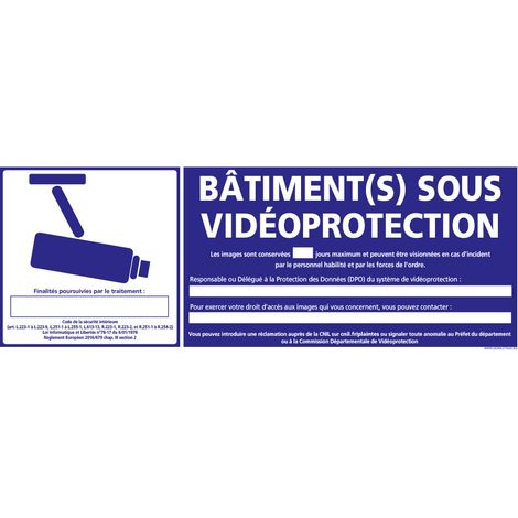 PANNEAU BATIMENT(S) SOUS VIDEO PROTECTION (G1200) - Adhésif - 210 x 75 mm