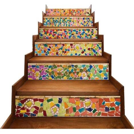 6 Pcs Stair Stickers, Waterproof and Removable, Decoration for Kitchen and Bathroom (18x100 cm) (1/4)