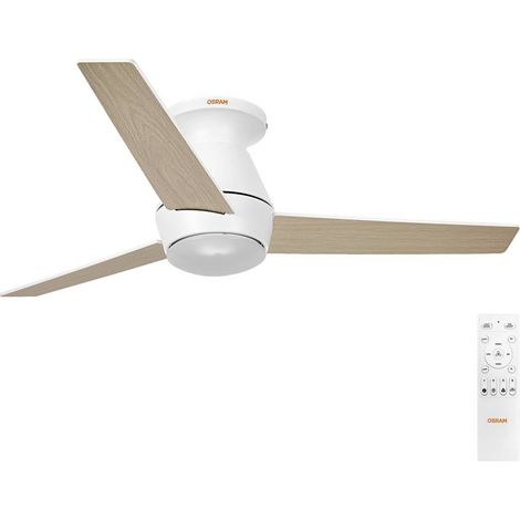 Osram – Ventilateur de plafond LED silencieux 38W – Température de couleur réglable 3000-6500K – Télécommande incluse – Pour pièces jusqu'à 13 m²