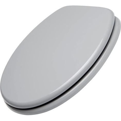 Schläfer 4638166 Tavoletta Wc Universale, Copriwater Sedile Wc in Legno Forma Ovale, Cerniere Regolabili in Metallo, Colore Grigio (1/5)