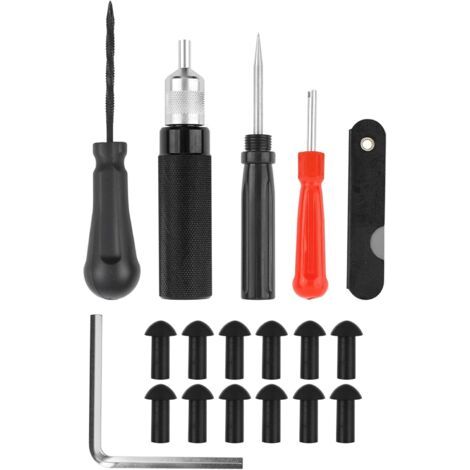 Kit de réparation de pneus de moto de voiture, Kit de réparation de crevaison de pneu Tubeless de plugger de poche de moto, Kit de réparation champignon prise sonde buse, 7 pièces/ensemble