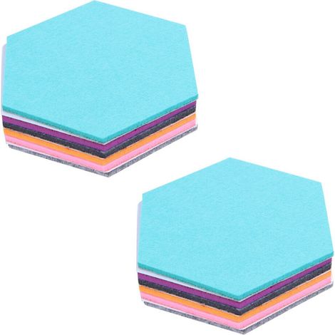 Tablero de anuncios hexagonal autoadhesivo de fieltro de 12 piezas, con 12 chinchetas.