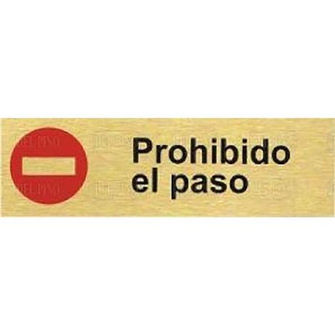 placa de señalización. aluminio. prohibido el paso. 150 x 45 mm