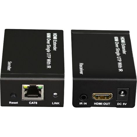 Kit TX-RX Extender HDMI, 60MT UTP, 1080p@60Hz, POE