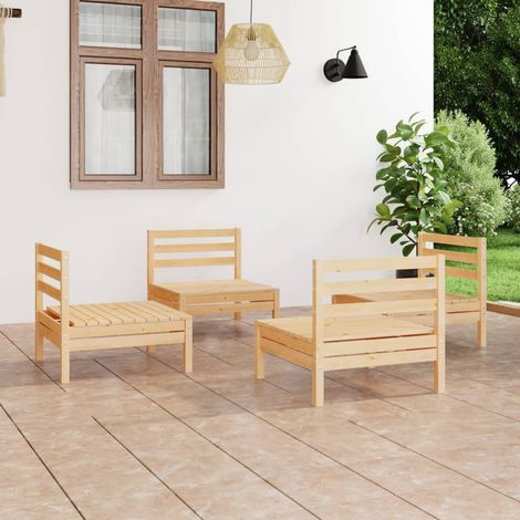 4-tlg. Garten-Lounge-Set Massivholz Kiefer (1/5)
