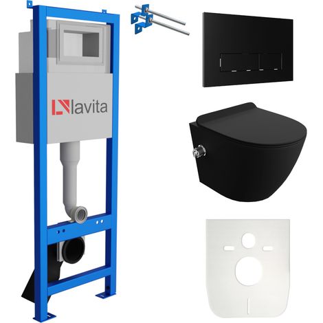 LAVITA WC Set mit Vorwandelement, Wand-WC und Spülknopf (1/5)