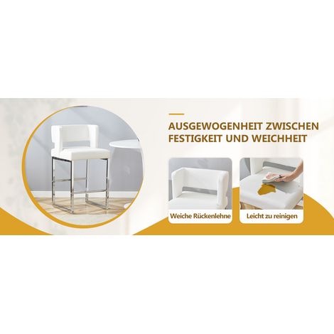 Lot de deux tabourets de bar de style nordique, au design carré moderne, avec pieds en métal argenté. Légers et confortables, ils sont disponibles en plusieurs coloris. (1/5)