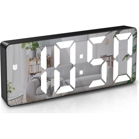 Réveil Numérique LED avec Fonction Snooze et Luminosité Réglable - Miroir (1/4)