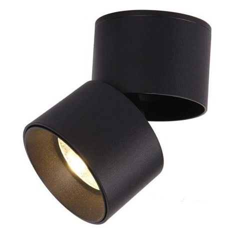 Spot en Saillie Orientable 7W LED Spots de Plafond Plafonnier Aangle Réglable Applique de Plafond Lampe COB,Rotative à 360 ° (Blanc Chaud 3000k) (noir ) (1/5)