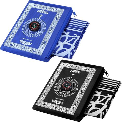2 Pièces Portable Couleur Tapis Tapis de Priere de Poche avec Boussole, pour Les Voyages en Famille (1/5)