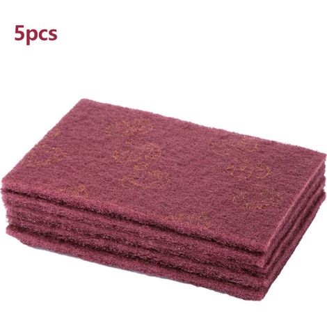 Lot de 5 tampons à récurer abrasifs industriels (rouges à grain fin) (1/5)