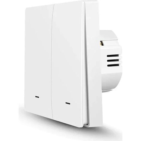 Interrupteur Connecté WiFi 2 Gang - Installation Avec/Sans Neutre - Commande Vocale Alexa - Pour Salon et Chambre - Blanc (1/5)