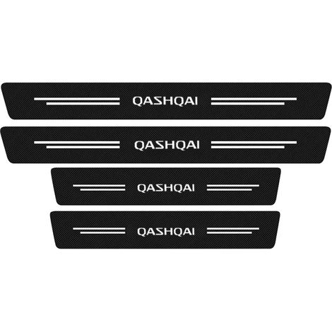 (4 pièces pour Qashqai) 4 protections de seuil de porte en fibre de carbone,autocollants décoratifs en cuir pour Nissan Qashqai J10 J11 (1/3)