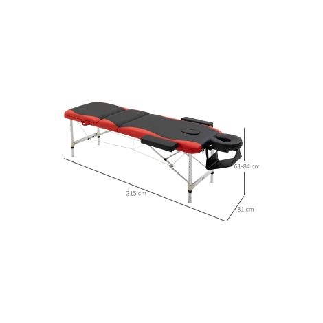 Table de massage pliante, table de massage réglable en hauteur avec repose-tête 215 x 60 x 61-84 cm, aluminium et mousse, idéal pour l'esthétique (1/5)