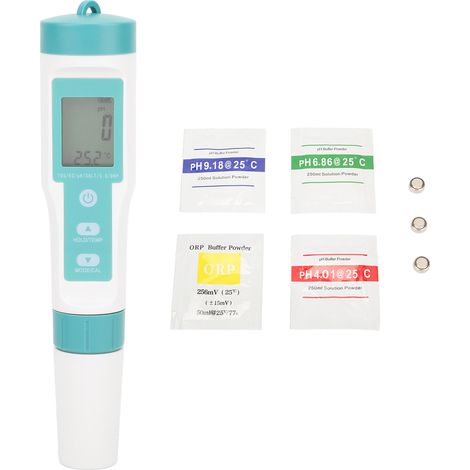 Tragbares Wasserqualitätsmessgerät für pH-Wert, TDS-Wert, Temperatur, elektrische Leitfähigkeit, Salzgehalt, spezifisches Gewicht und Redoxpotenzial für die Aquakultur (1/5)