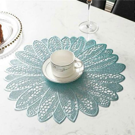 Set de table en PVC en forme de tournesol, style européen, pour la maison ou la cuisine. Accessoire de table tendance. Sous-verre pour café ou thé. (1/4)