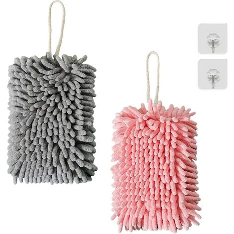 Serviette Essuie-Mains Suspendue, Serviette Microfibre Douce et pelucheuse Serviettes Super absorbantes à séchage Rapide pour Cuisine et Salle de Bain (2 pièces) (1/5)