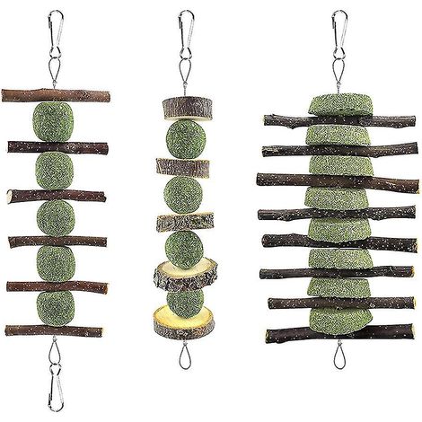 Frêne de Timothy pour friandises au foin, jouet à mâcher en bois fruitier pour accessoires de cage pour lapins dégu (1/4)