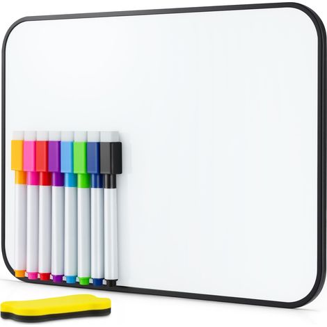LN COZY CORNER 1 Pcs A4 Mini Whiteboard, 8.2x11.8 Inch Small Dry Erase Whiteboards, Portable Double-Sided White Board with 8 Pens and 1 Eraser, Reusable Wipe Board for Kids Classroom, Home Office Use (1/5)