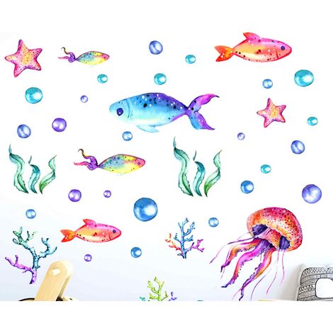 stickers muraux animaux marins - avec effet lumineux bleu. (1/5)