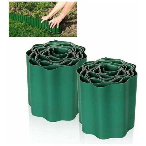 2 PCS Bordure de Pelouse Flexible 9M × 15CM, Clôture Gazon Bordure Jardin Plastique Bordurette de Jardin Bords Bordures Jardin Exterieur PVC - Bordure de Jardin Flexible Vert