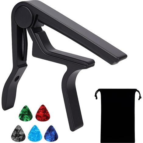 Capodastre pour guitare acoustique Western à 6 cordes, guitare électrique et ukulélé, capo pour guitare classique, capo pour guitare, guitare classique, guitare de concert, couleur noire avec 5