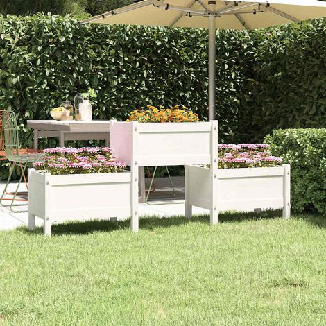 vidaXL Jardinera de madera de pino maciza blanca 178,5x44x75 cm (1/5)