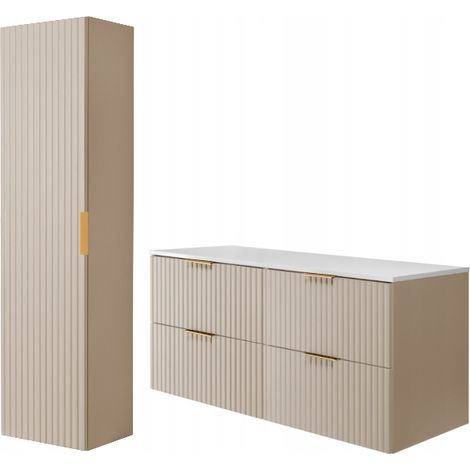 Badezimmer-Set Hängende Waschtischunterschrank - 120 cm - Kashmir-Farbe - Modernes Design - Elegante Funktionalität (1/5)