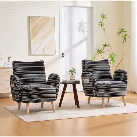 poltrona soggiorno 77x81x87 cm con tasche laterali nera OKMYHOME (1/5)