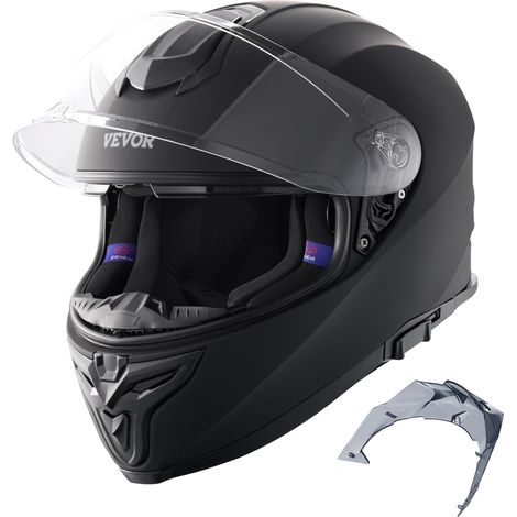 VEVOR Casque de moto integral, casque Smart Street ABS et haute densite, avec emplacement Bluetooth et lentille interchangeable, casque de motocross confortable approuve DOT, pour jeunes et adultes, M