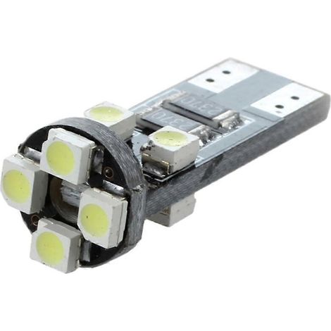 2 ampoules LED blanches T10 W5W CANBUS sans erreur, 8 SMD, culot à baïonnette, 12 V
