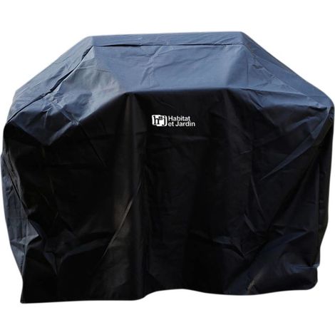 Habitat Et Jardin Housse de barbecue waterproof 140 x 110 cm Tissu Oxford 70% polyester Protection contre intempéries et salissures Noir