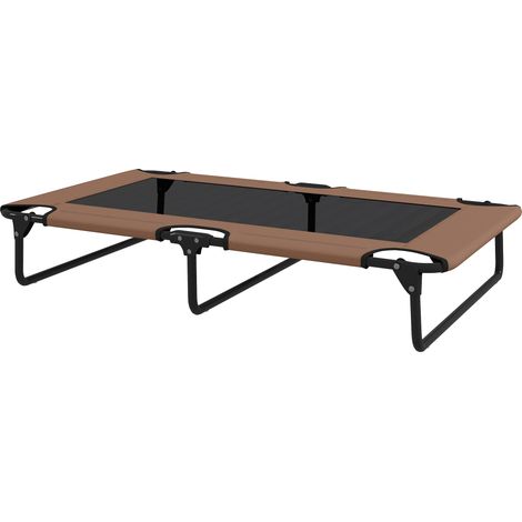 Panier pliable pour chien en tissu mesh, utilisable en intérieur et en extérieur, 107 x 61 x 20 cm, marron