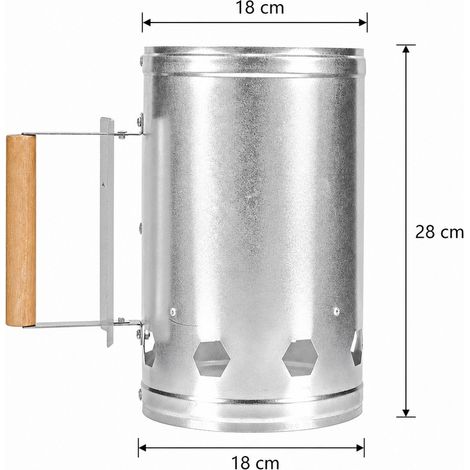 Seau Ameuteur de Charbon Inox 18 x 18 x 28 cm - Demarreur de Feu pour Barbecue (1/4)