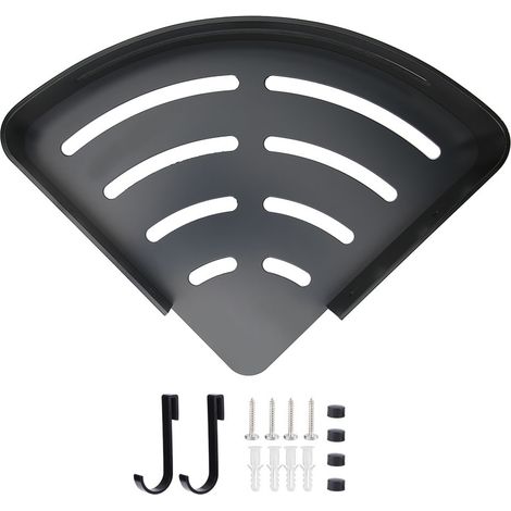 Étagère d'angle en aluminium noir, support de rangement mural pour salle de bain (1/5)