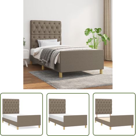 The Living Store Bettgestell ohne Matratze Taupe 80x200 cm Stoff - Bettsystem - Doppelbett - Lattenrost - Kopfteil - Massivholzbette (1/5)