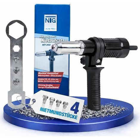 Rivet Bit for Cordless Driver and Drill, Blind Rivet Adapter, Rivet Pliers, for Riveting Blind Rivets, for Riveting Rivets 2.4-4.8mm (1/5)