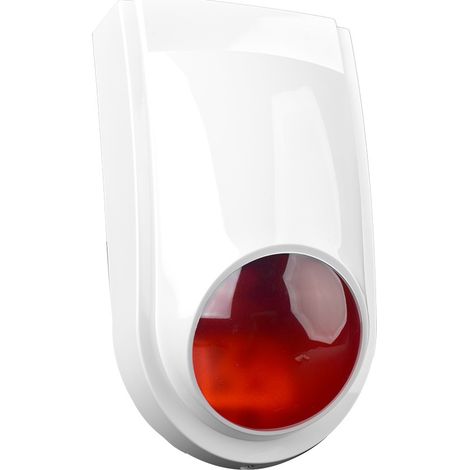 Sirena estroboscópica exterior con alarma de 130 dB y luz LED roja intermitente disuasoria, alertas remotas, compatible con sistemas de alarma.