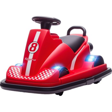 Auto scontro per bambini girevole a 360° con volante, luci LED e musica, rosso (1/5)