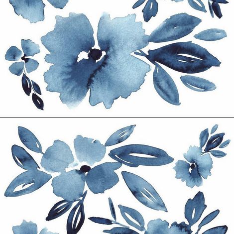 Stickers muraux géant fleurs bleues (1/5)