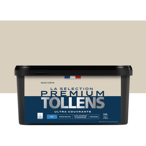 Tollens - Peinture intérieure couleurs - La Sélection Premium Mat - Ultra Couvrante - Beige Crème 2,5 L - 30m²